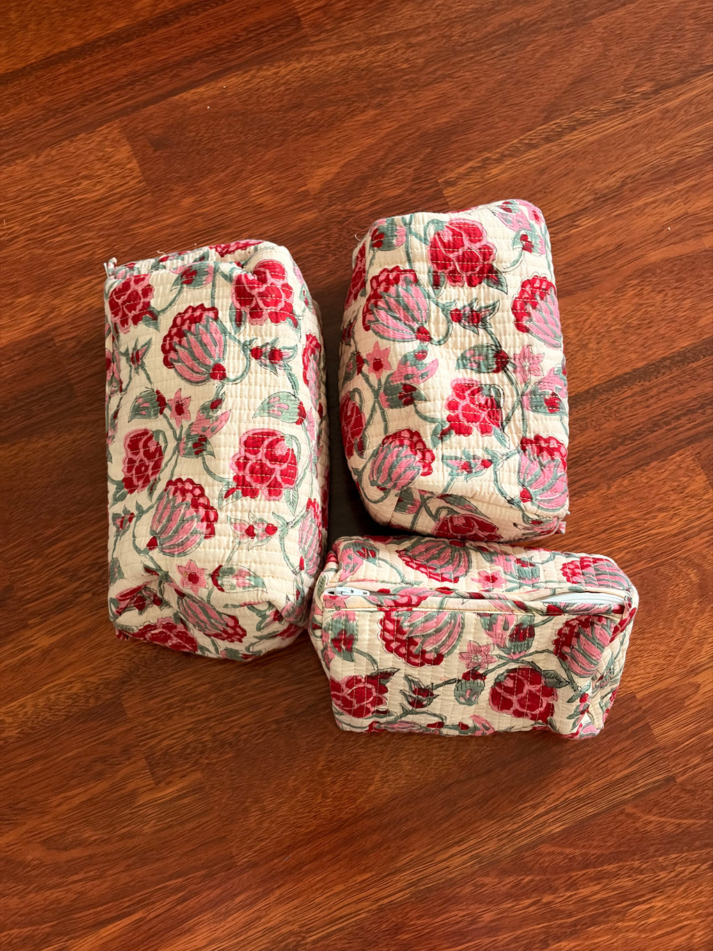 Quilted Pouch Set - Beige