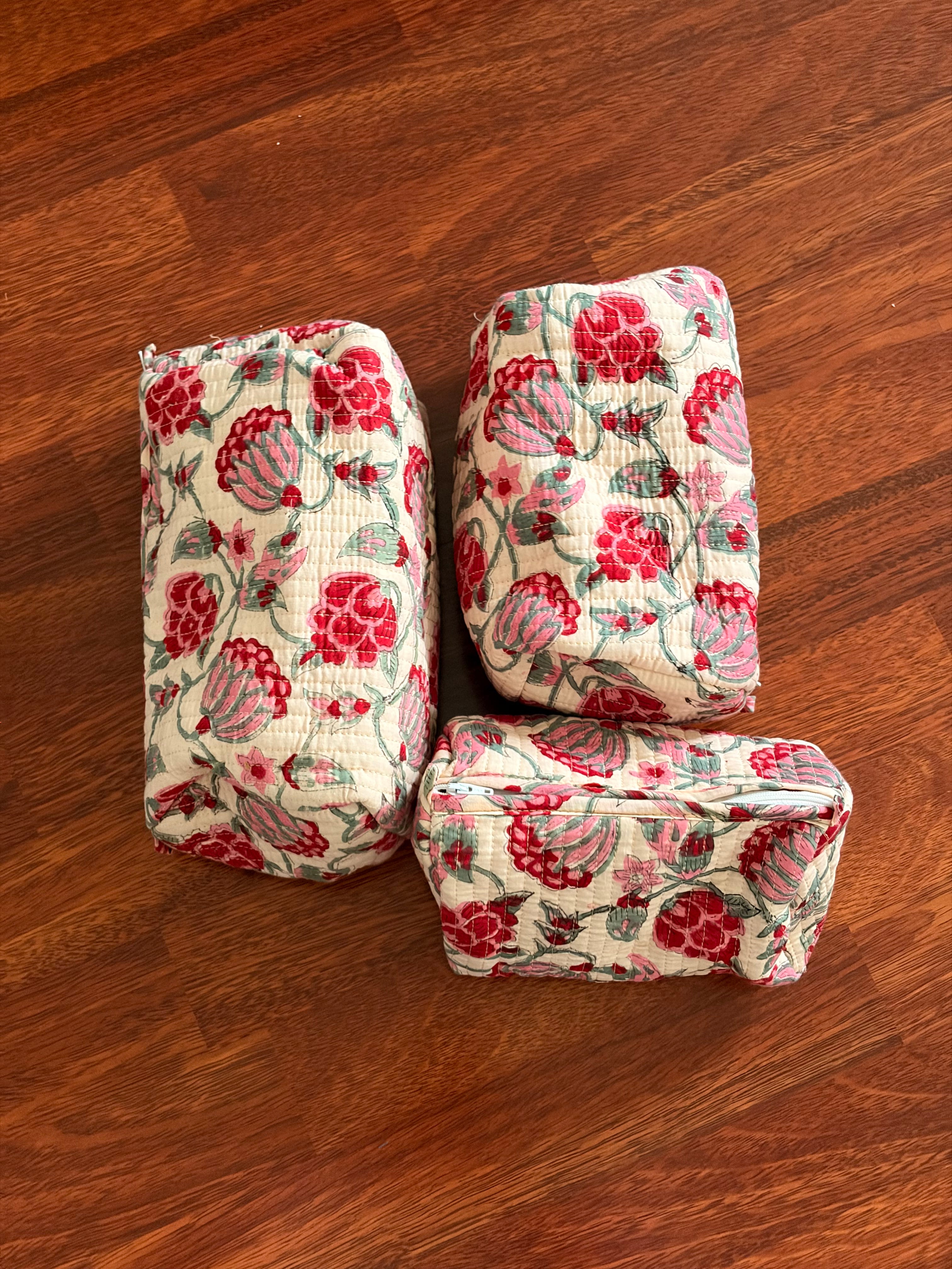 Quilted Pouch Set - Beige