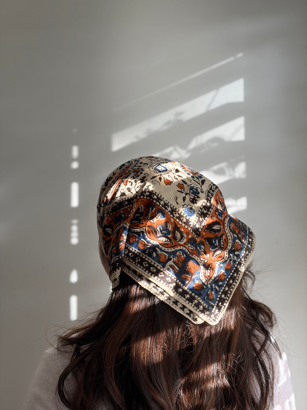 Hand Block-Printed Cotton Head Scarf - Paisley