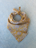 Hand Block-Printed Cotton Head Scarf - Yellow Floral