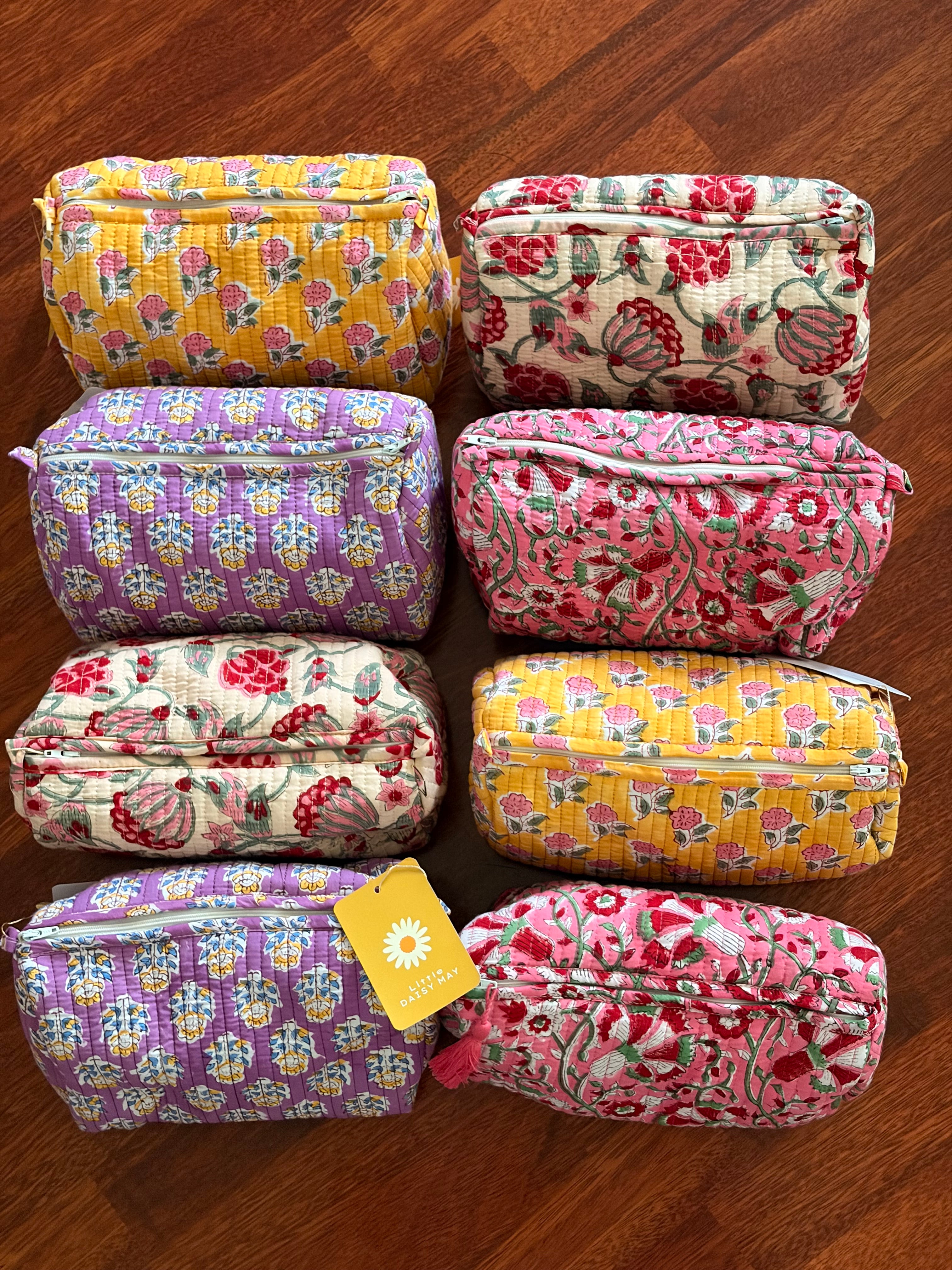 Quilted Pouch Set - Pink