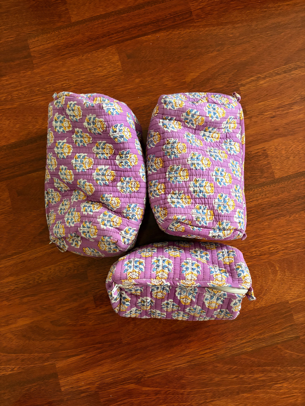 Quilted Pouch Set - Lilac