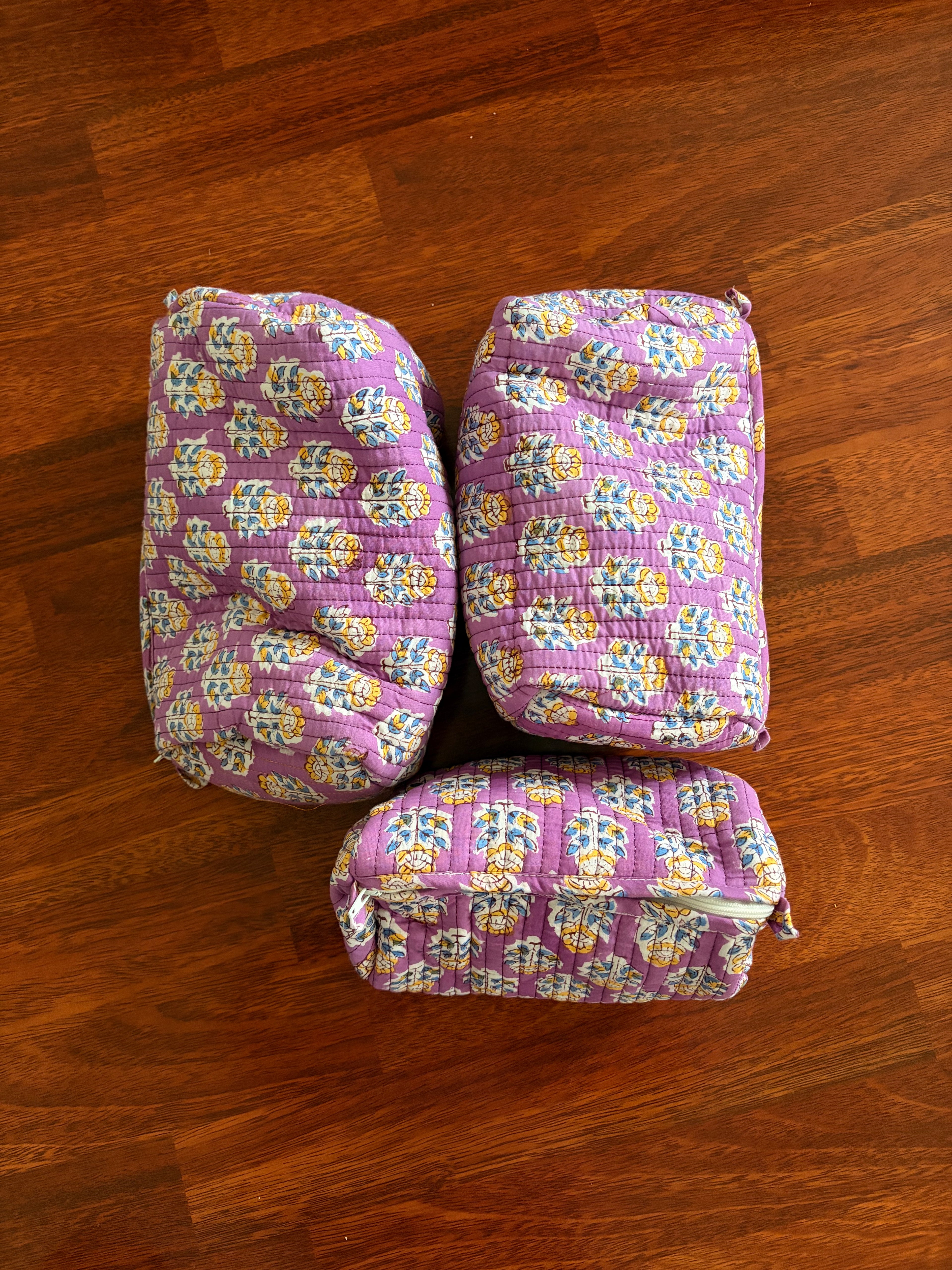 Quilted Pouch Set - Lilac