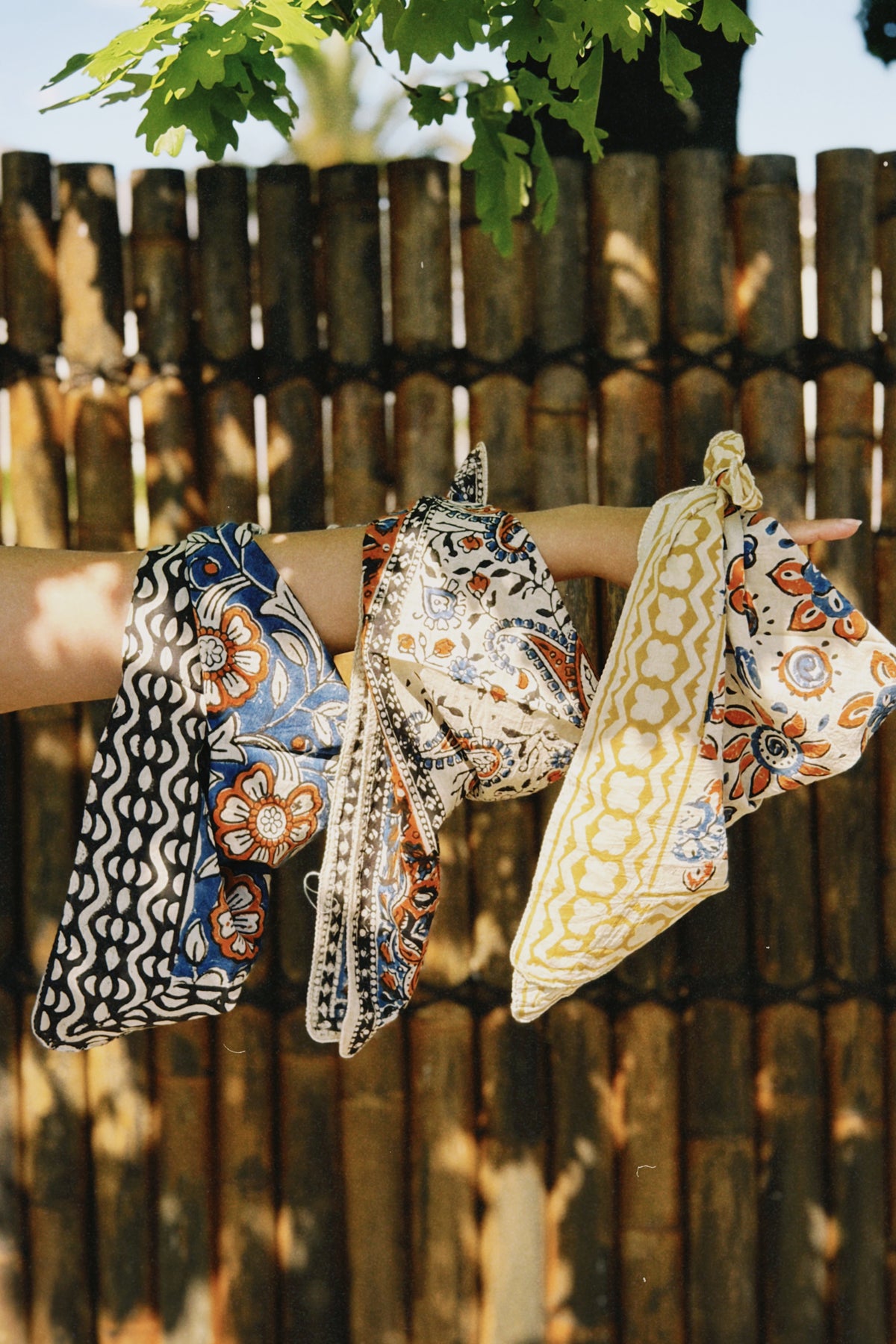 Hand Block-Printed Cotton Head Scarf - Paisley