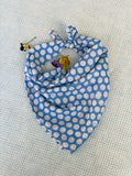 Hand Block-Printed Cotton Head Scarf - Blue White Polka