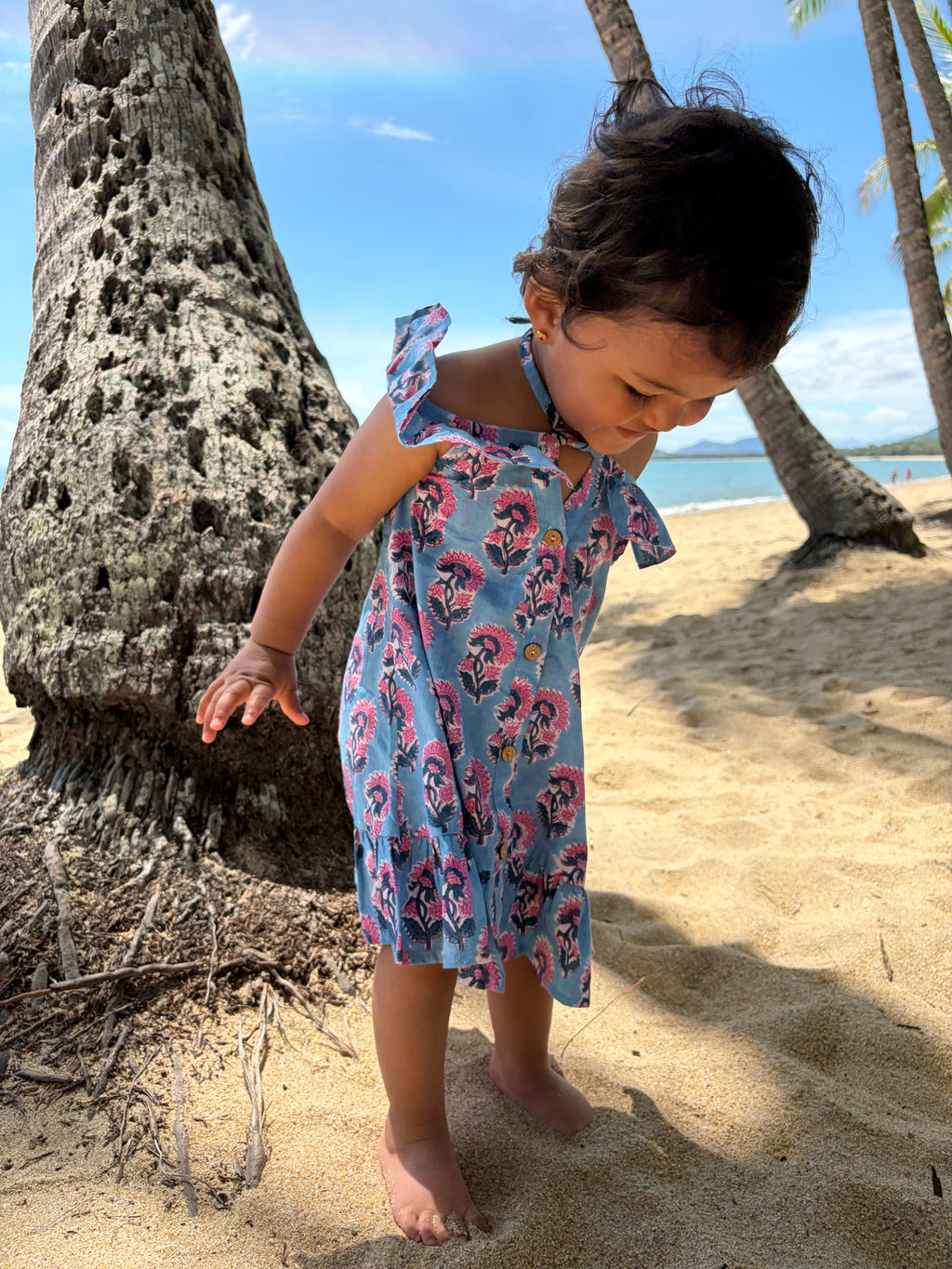 Isola Frill Dress - Blue Rosa