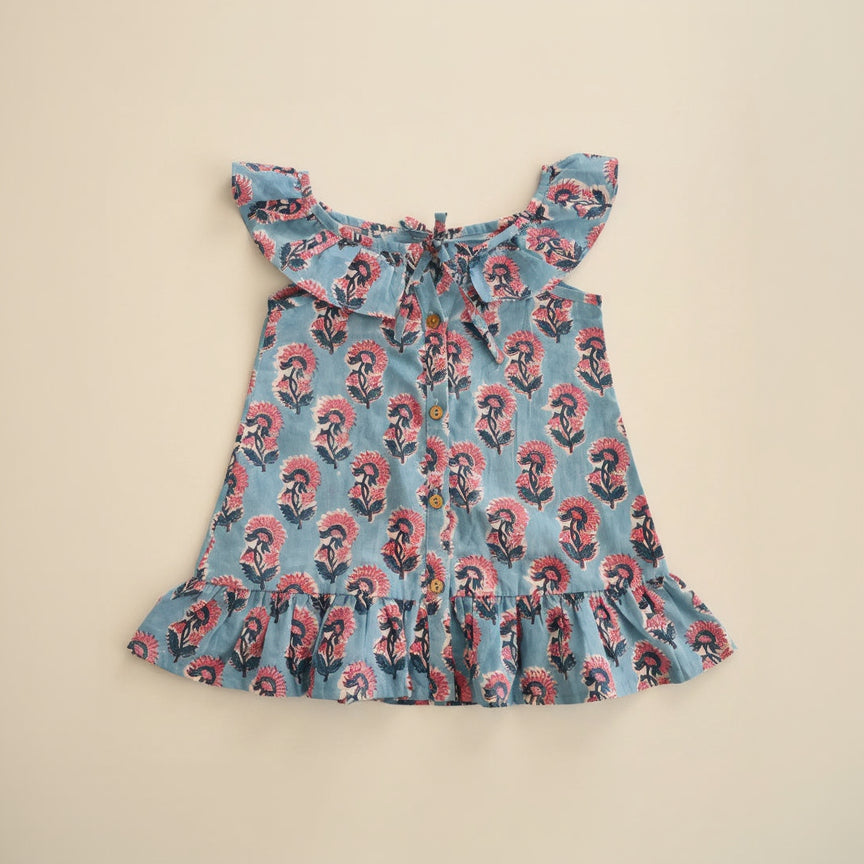 Isola Frill Dress - Blue Rosa
